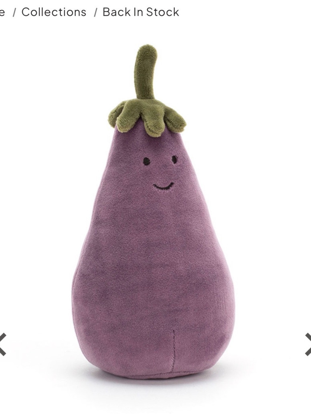 Authentic Jellycat Vivacious Vegetable Eggplant Plush Small Size